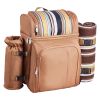 VEVOR Beach Picnic Backpack Bag for 4 Person with Cooler Compartment Brown