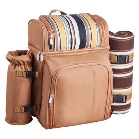 VEVOR Beach Picnic Backpack Bag for 4 Person with Cooler Compartment Brown