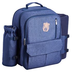 VEVOR Beach Picnic Backpack Bag for 4 Person with Cooler Compartment Navy Blue