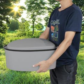 Portable Toilet With Anti Slip Pad, Gray (Color: GREY)