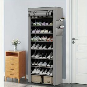 1 Set Of 10-layer Shoe Cabinet With Dust Cover, Easy To Assemble, Portable Shoe Cabinet, Suitable For Various Scenarios Such As Entrance, Storage (Option: Nonwoven shoe racks)
