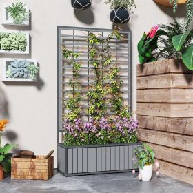 Wooden Raised Garden Bed With Trellis, Removable Pots-Gray (Option: Gray)