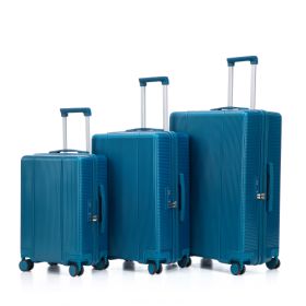 20 24 28 3 Pcs Set In ABS Spinner Wheel Luggage, Carry On Suitcase, Matching Color, TSA Combination Lock (Color: Navy)